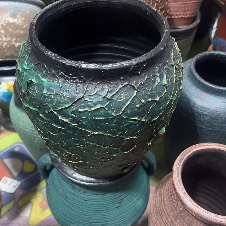 绿金浮雕高20口14带孔