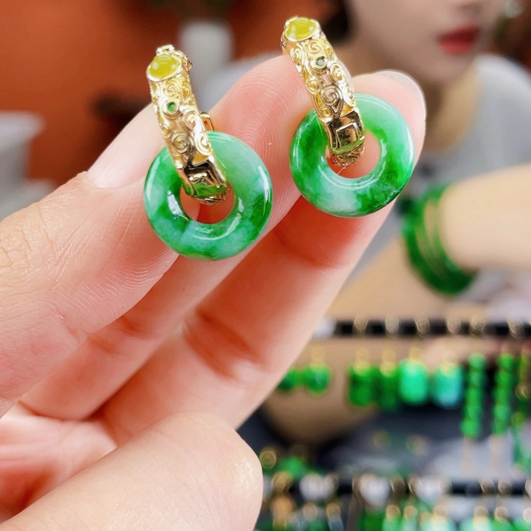 翡翠未镶嵌耳饰饰品