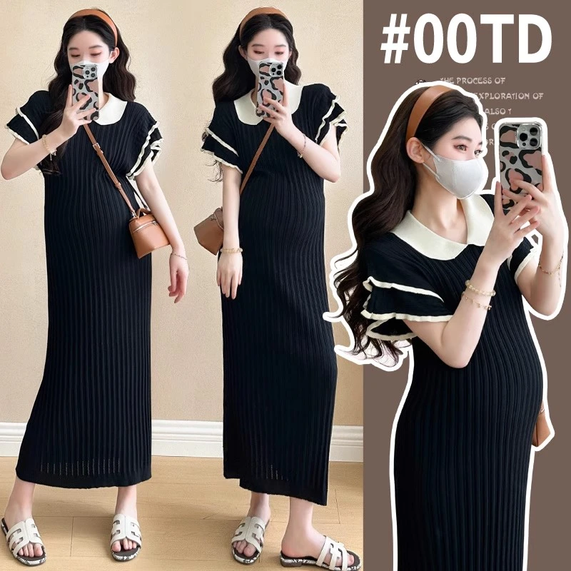 孕妇夏装连衣裙2025新款孕期法式穿搭时髦洋气短袖中长款夏季裙子