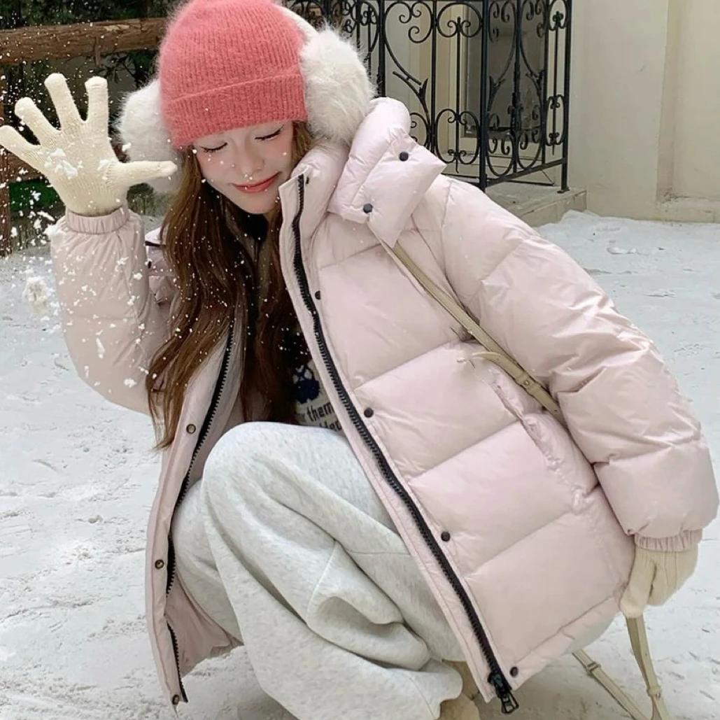 韩版女装保暖连帽石墨烯蓄热百搭时尚羽绒服