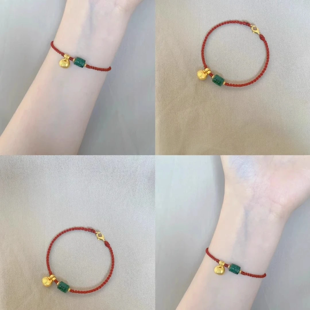 铜合金手链 新款手工布艺手链夏季编绳手绳红色女款生日礼物手链