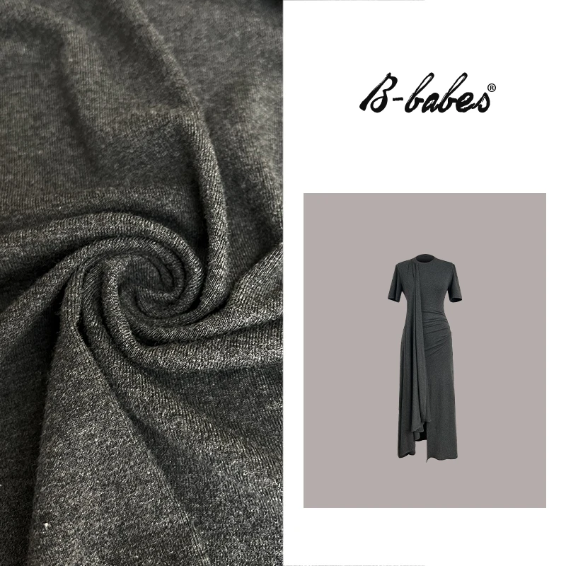 B-babes【超模感~】轻熟风高弹连衣裙纯欲气质微胖收腰复古长裙