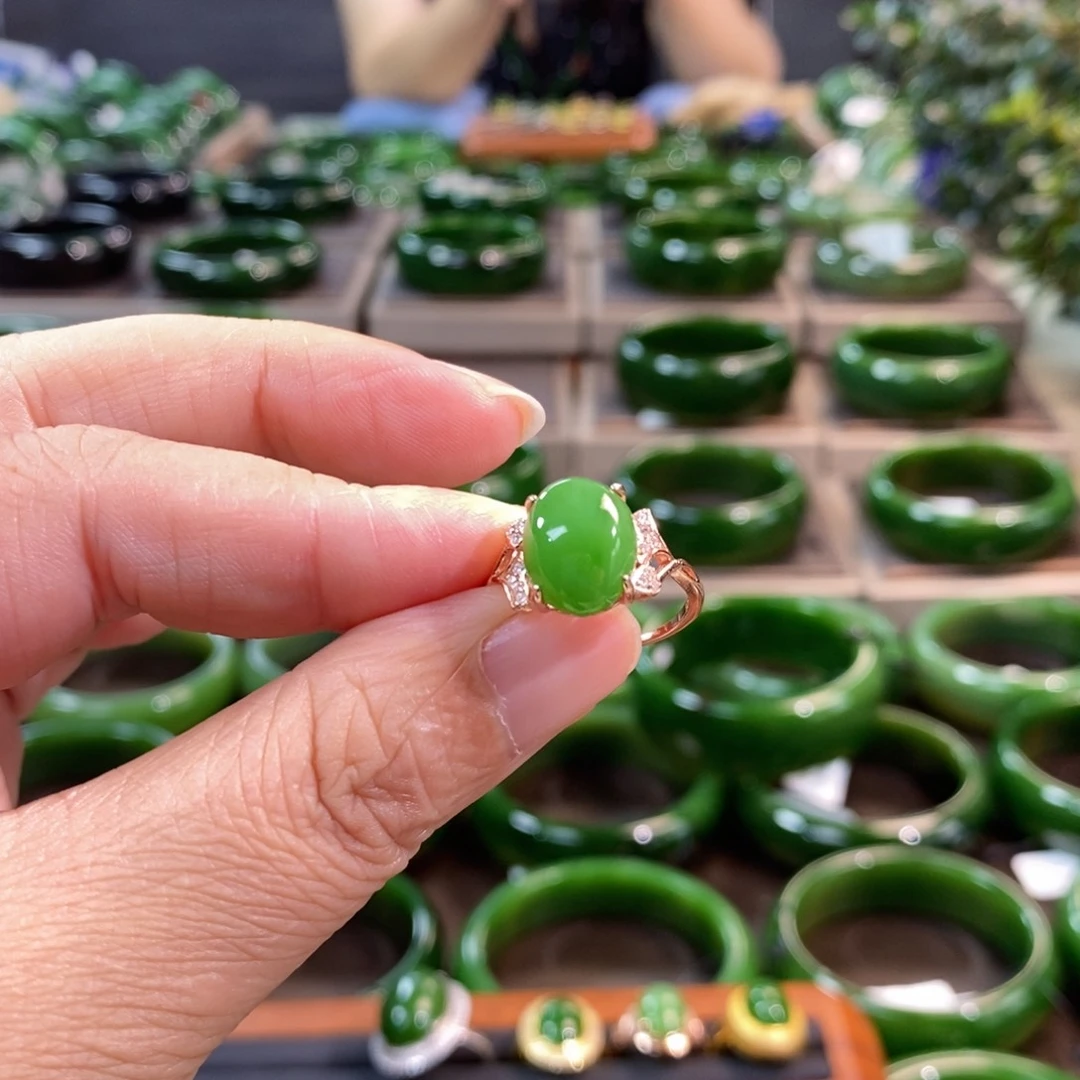 汪***茗和田玉（碧玉）戒指银S925镶嵌