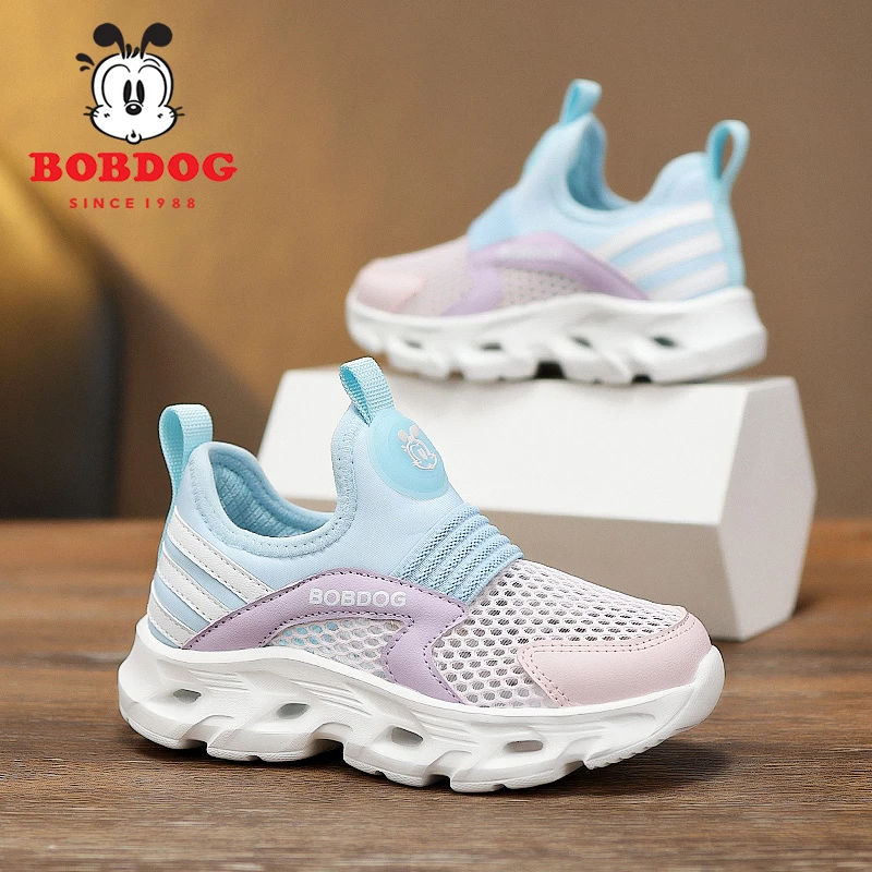 巴布豆春夏季网面女童鞋透气一脚蹬运动鞋软底轻便女孩休闲鞋子