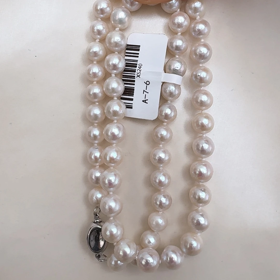 淡水珍珠银S925镶嵌颈饰7-8mm