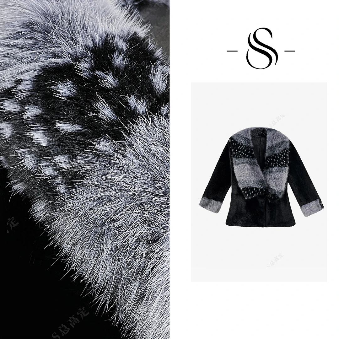 NIMOSHI【倩倩】冬季款欧式高级重工时尚拼接设计气质短外套D0367