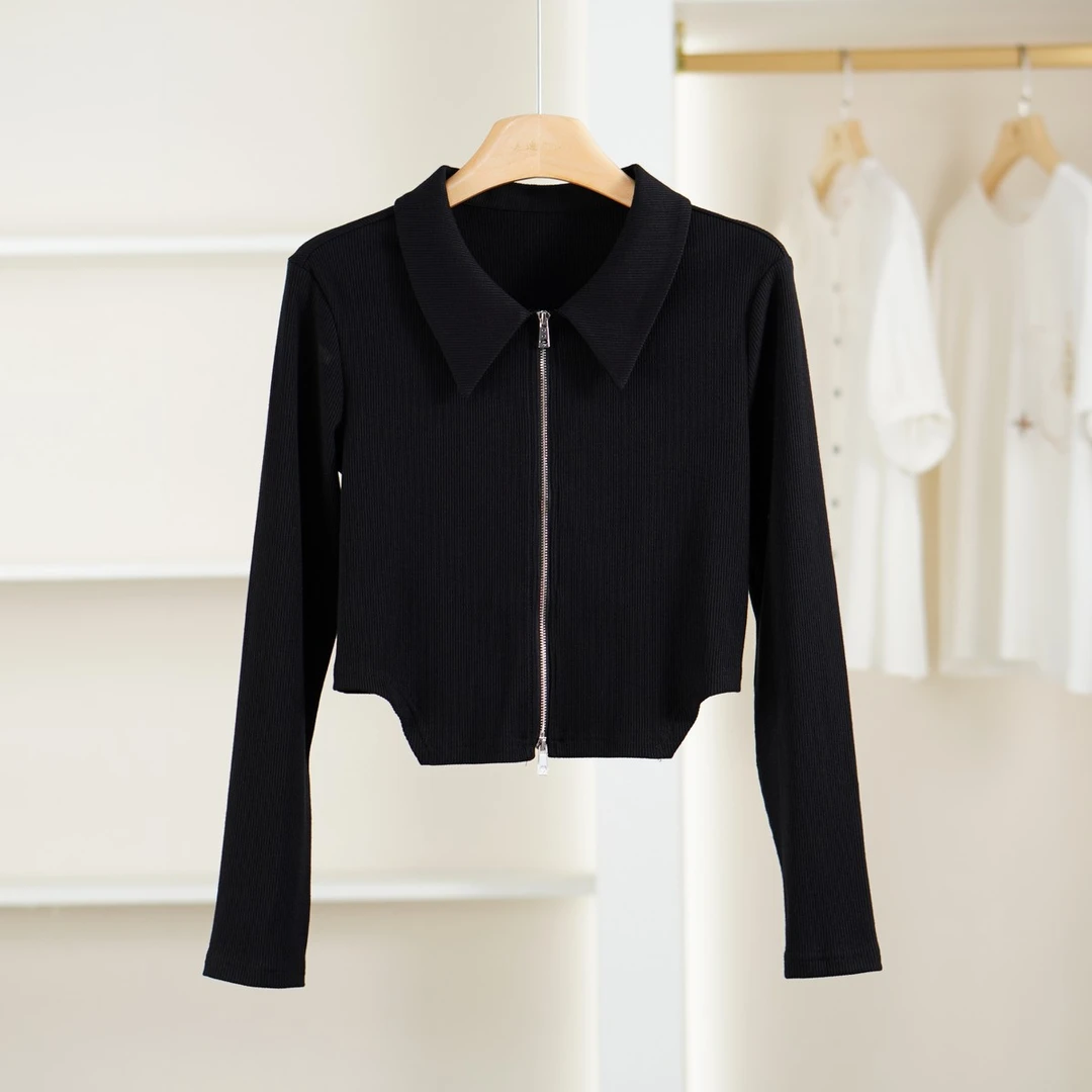 麦迪尚品 一路童行【S/M】30918146简约翻领T恤春秋女商场同款