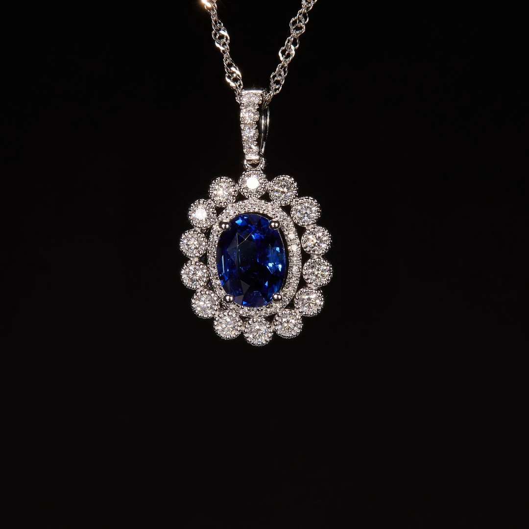 如苑珠宝18K金蓝宝石吊坠/1.53ct/AIGS/皇家蓝