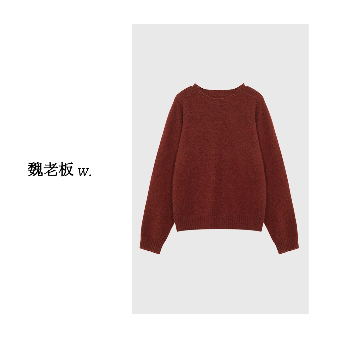 W.Diva【佳色】超柔宽松显瘦羊绒套头圆领毛衣慵懒风女装4Z0726002