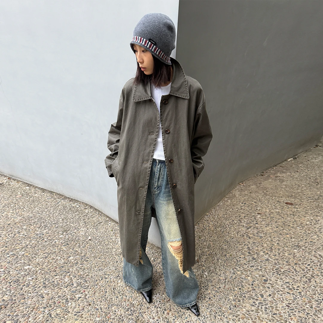 MANZANILLA设计师品牌翻领重复古风衣休闲女 DSC买手店 DY5M32127