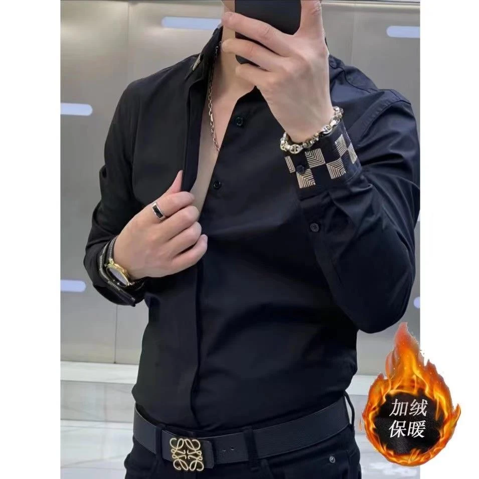 男士长袖衬衫2024新款秋冬欧货帅气时尚百搭休闲舒适轻奢高档衬衣