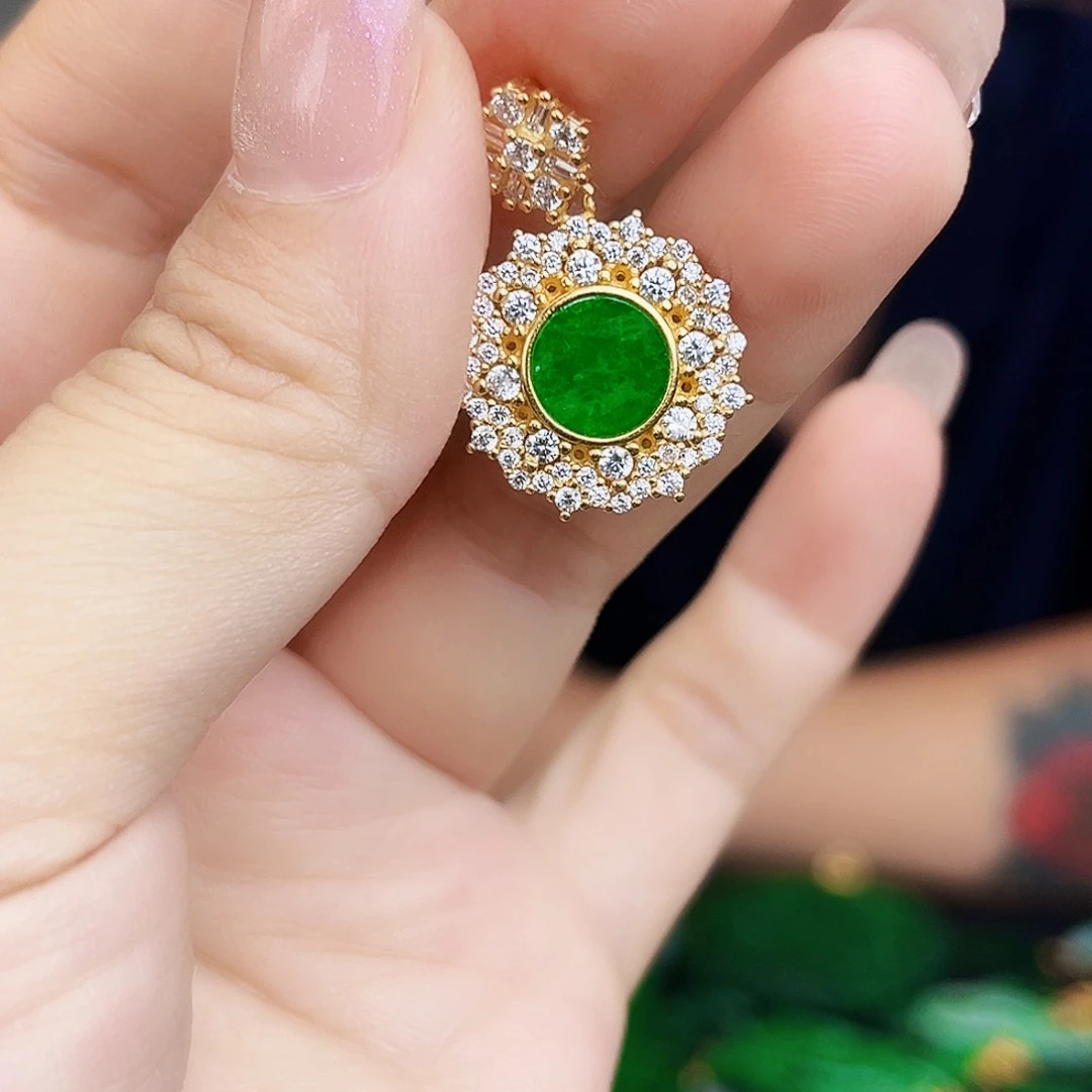 翡翠银S925镶嵌颈饰吊坠