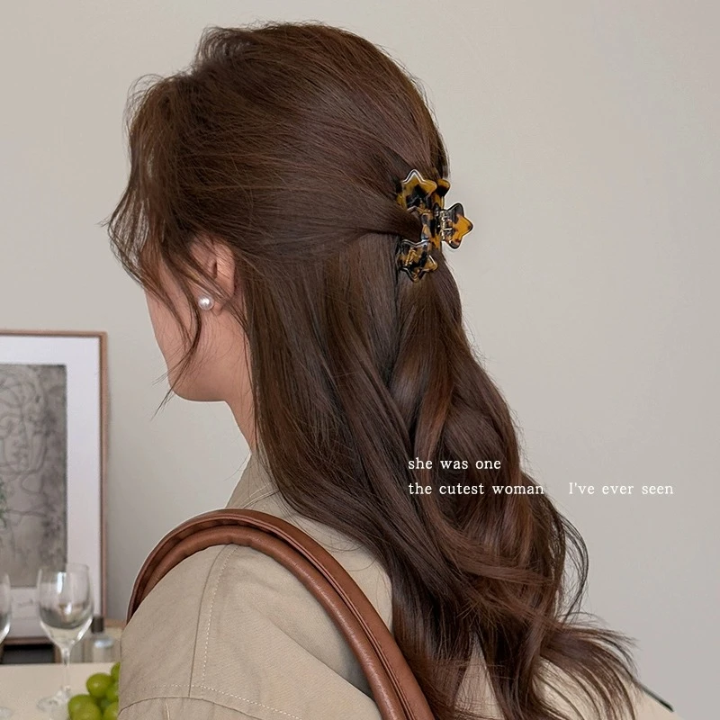 温柔气质醋酸星星半扎发夹女2025新款后脑勺发卡抓夹高端鲨鱼夹子