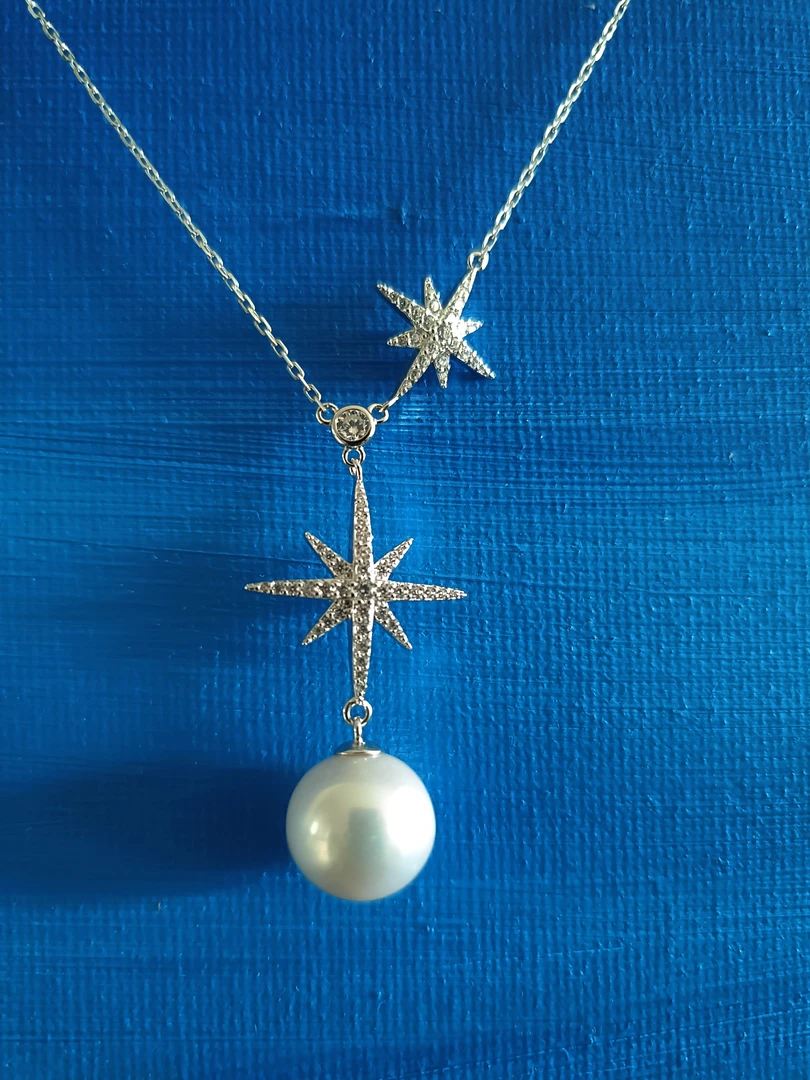 六芒星珠珠项链毛衣链