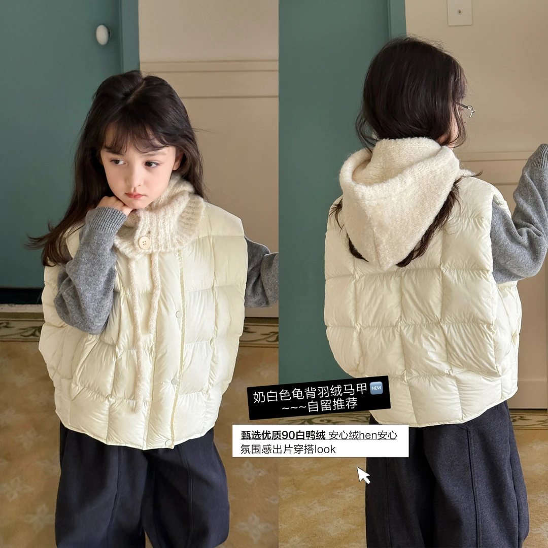 SKH2592【亲子】女大童韩版洋气羽绒马甲冬装新款保暖休闲无袖外套