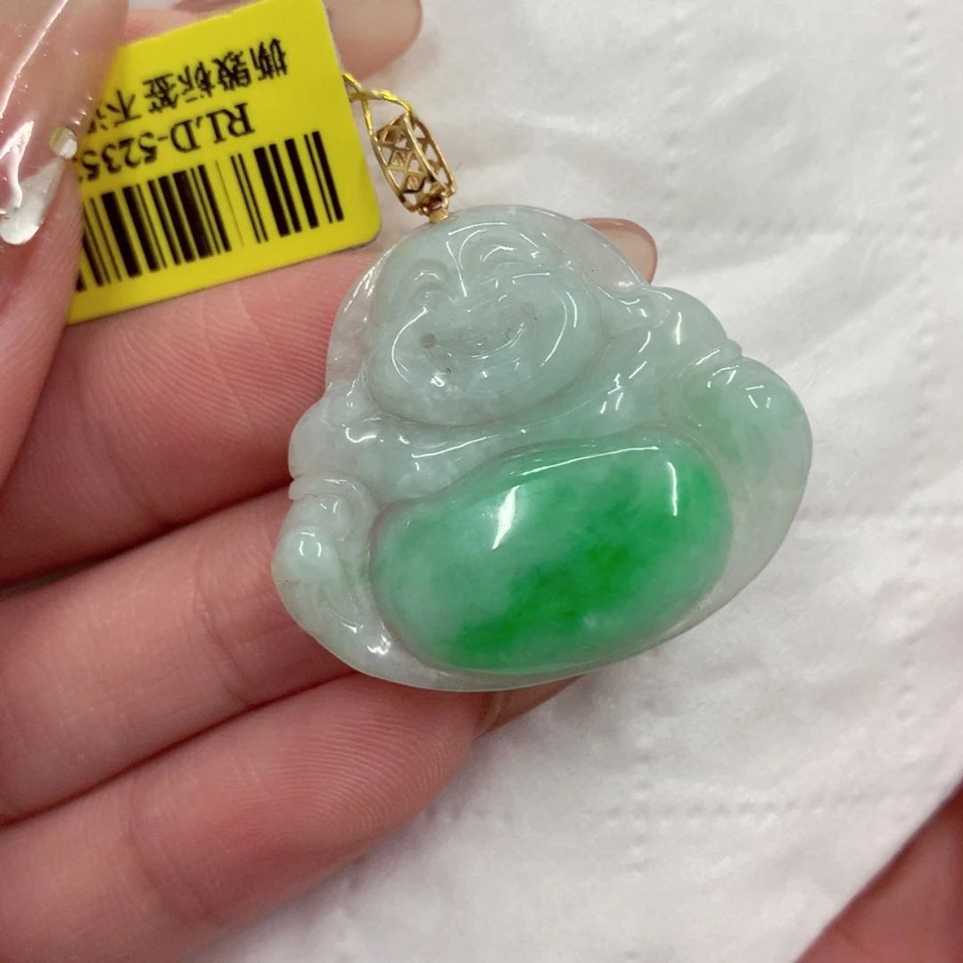 翡翠18K金镶嵌吊坠(不含链)