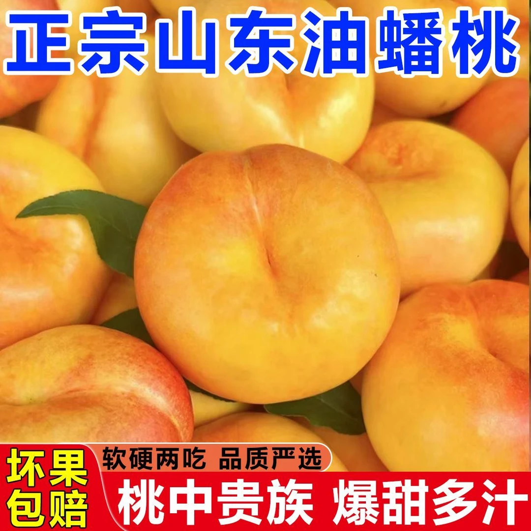 【正宗】山东蒙阴彩虹油蟠桃黄肉蟠桃无毛甜桃子黄金油蟠桃新鲜水果