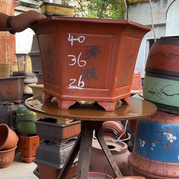 40红清雅六方花盆紫砂花盆紫砂