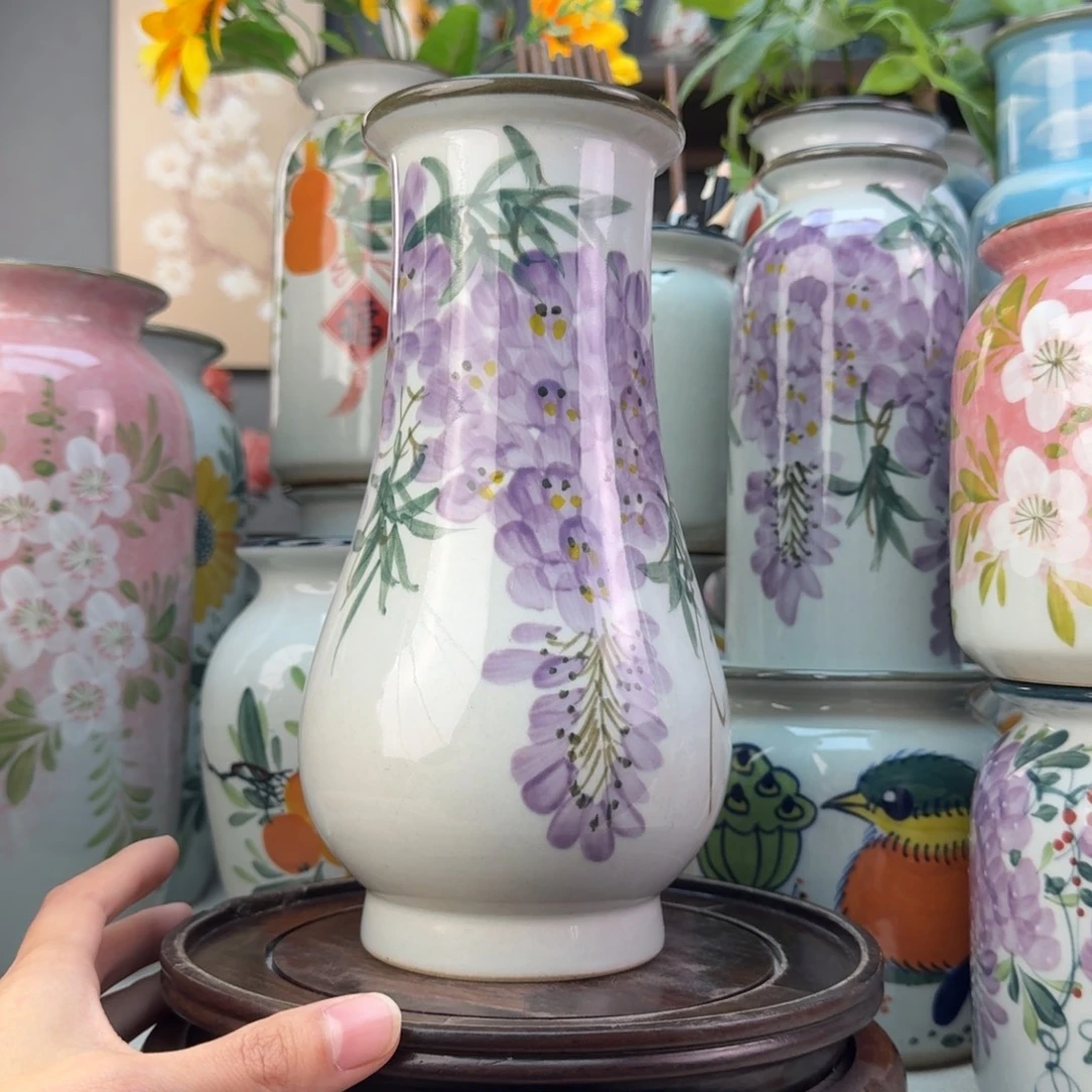 景德镇陶瓷手绘花瓶无孔