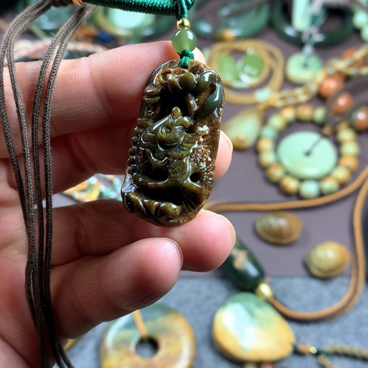 吊坠(赠链)未镶嵌岫岩河磨玉（透闪石质玉）