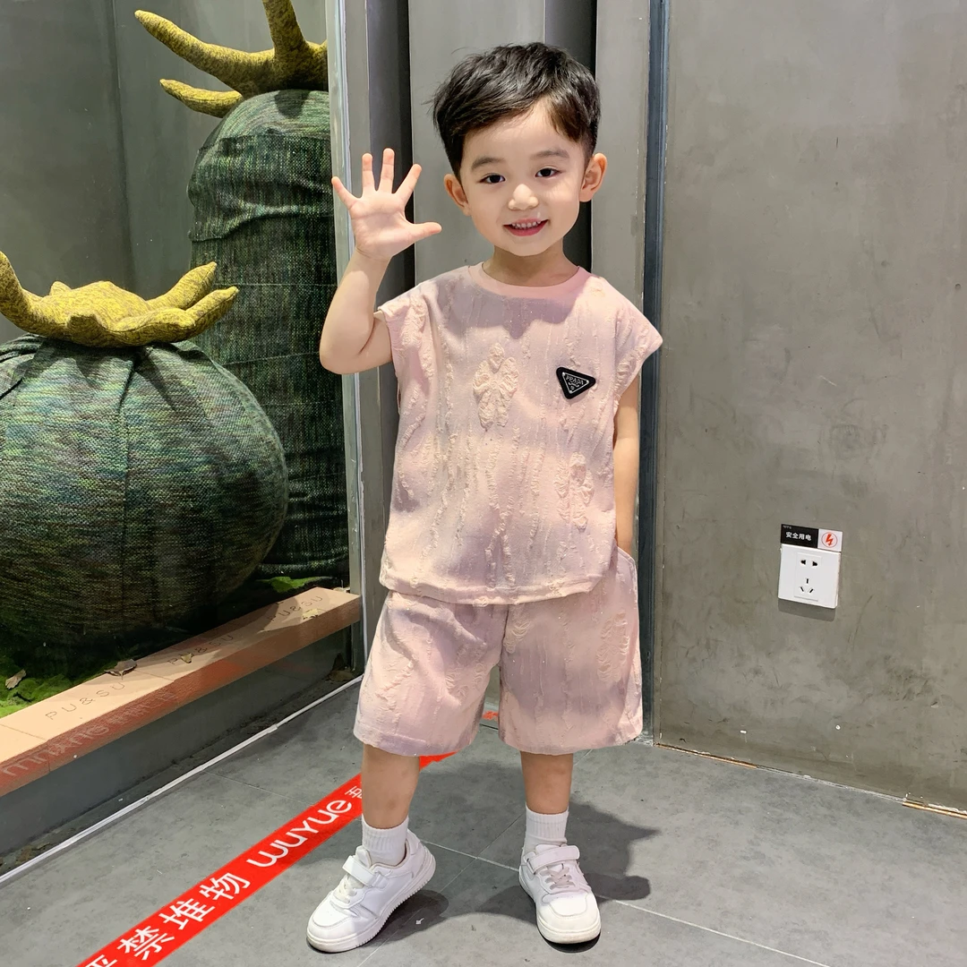 男童夏季背心套装2025新款韩版小男孩洋气儿童帅气宝宝破洞两件套