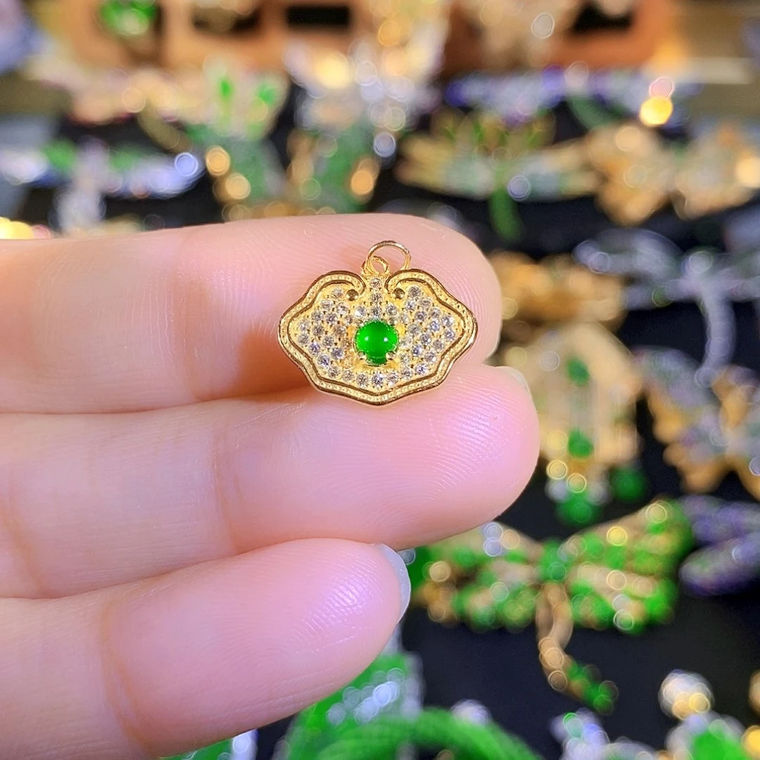 颈饰银S925镶嵌翡翠