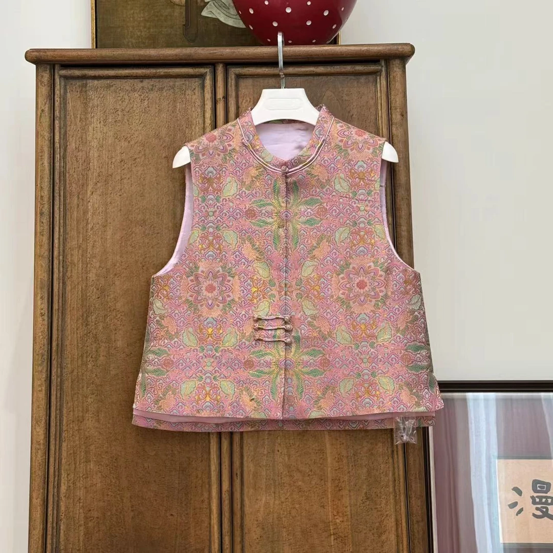 MYL 2024年秋季新款钱小萍彩鳞宝相花马甲对门禁圆领中式上衣