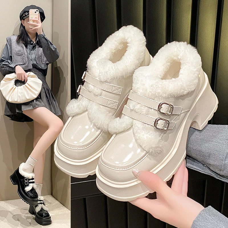 黑色jk小皮鞋女2025春秋新款法式高跟乐福鞋子粗跟厚底玛丽珍女鞋