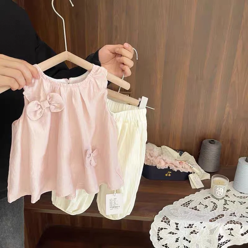 女童装套装夏季2025新款女宝宝洋气时髦儿童韩系穿搭无袖背心短袖