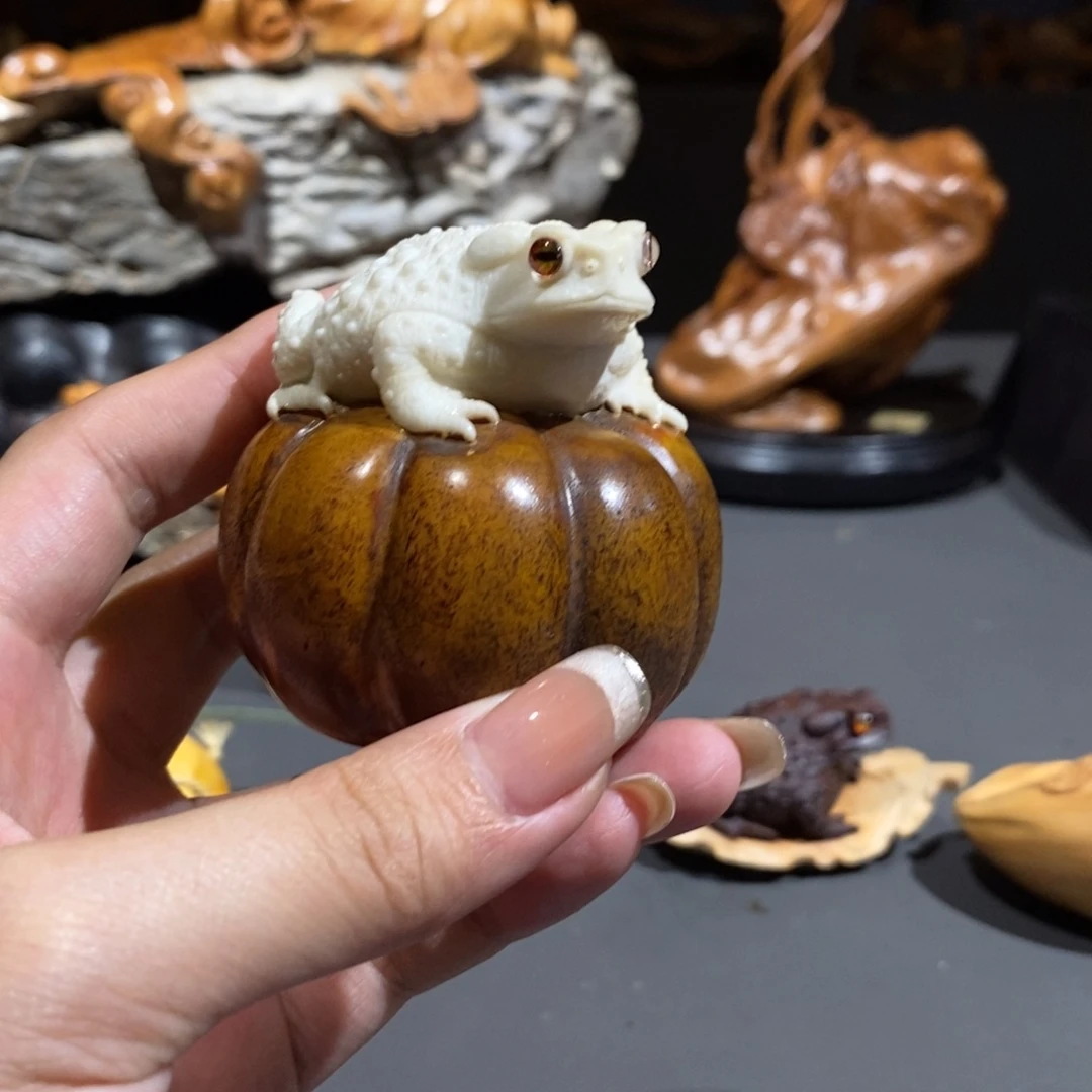 青***D檀香紫檀（小叶紫檀）鹿角青蛙手把件