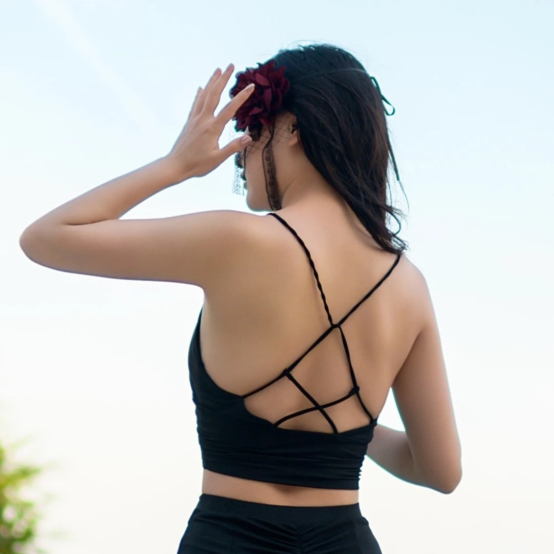 JX舞服专场 拉丁无钢圈百搭修身性感网红美背外穿吊带上衣JX113