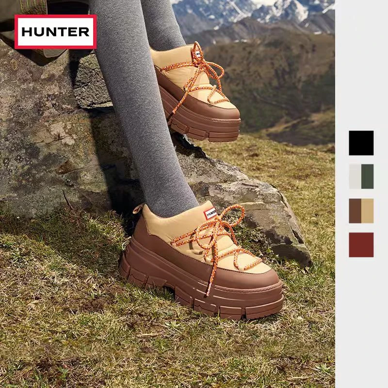 HUNTER2025秋冬新品女士可拆卸泡芙厚底矮筒滑雪防寒保暖雪地靴