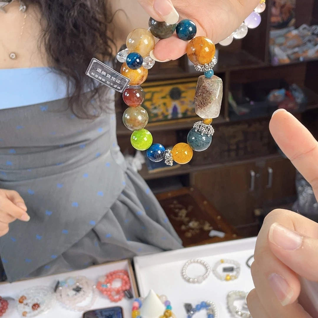 水晶手链银S925镀金镶嵌