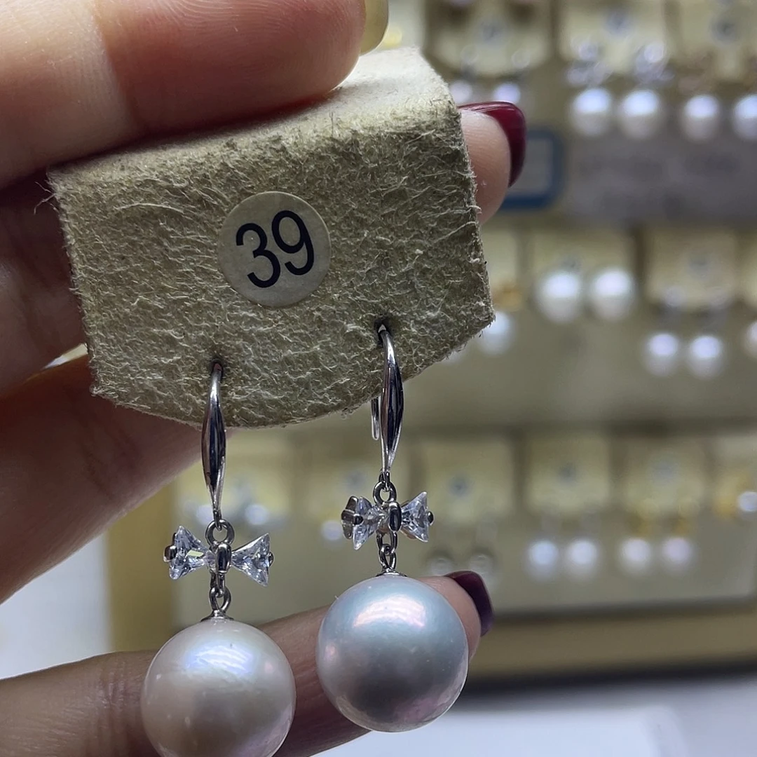 银S925镶嵌耳饰淡水珍珠