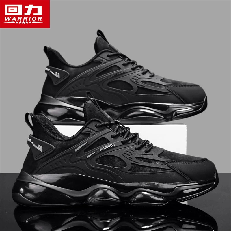 回力黑武士男鞋2025新款休闲男士跑步鞋减震运动气垫黑色老爹潮鞋