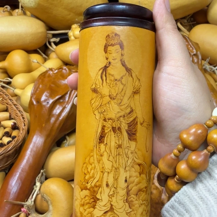 上****竹类老皮筒子茶叶罐葫芦