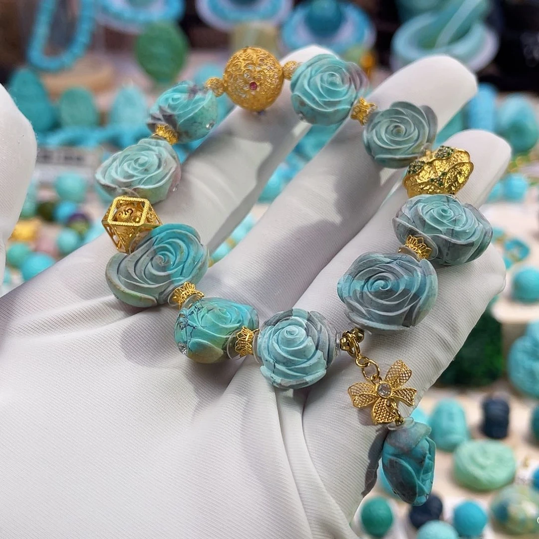 绿松石珠宝奇石18K金镶嵌