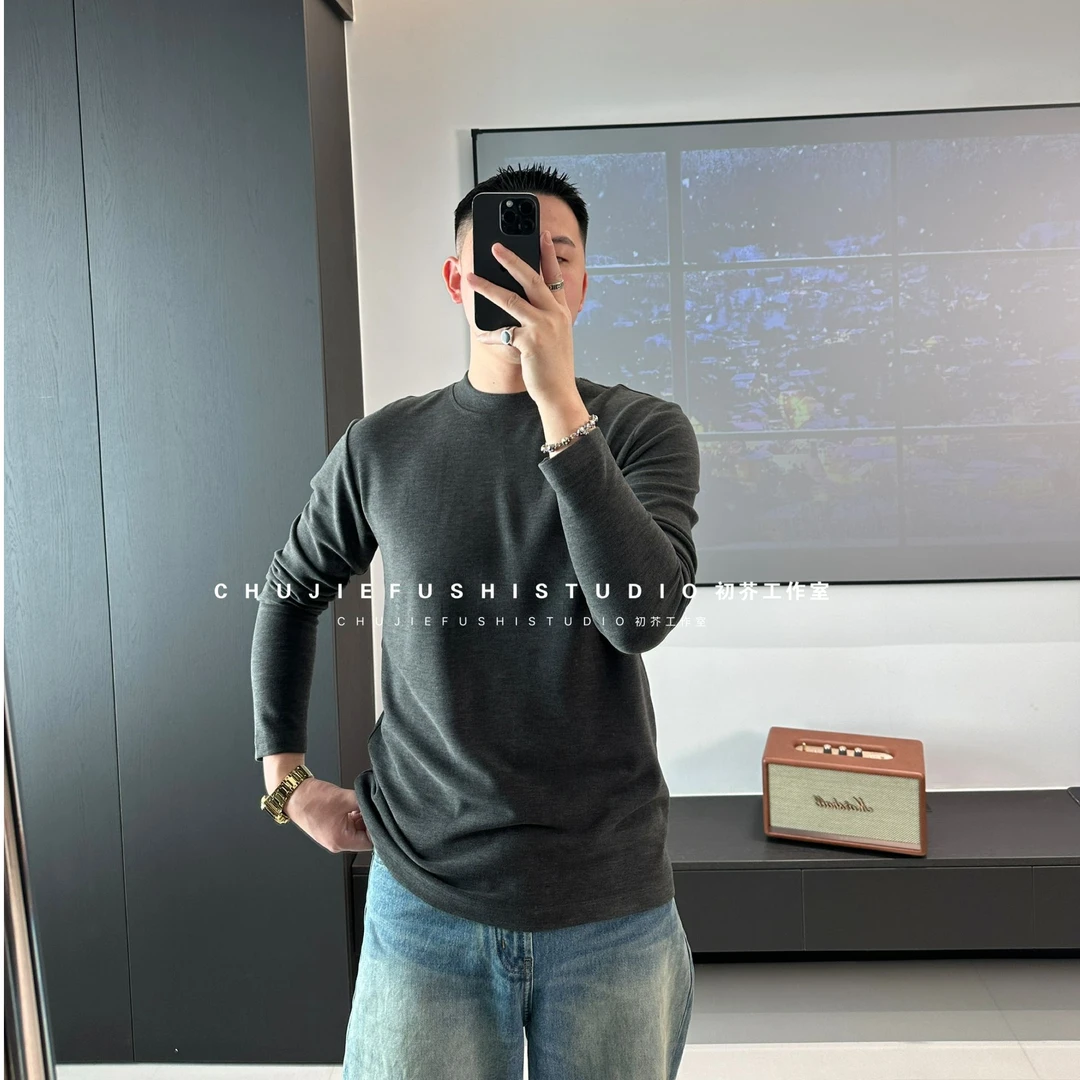 CHUJIE韩版合身净版舒适柔软磨毛长袖百搭T恤男