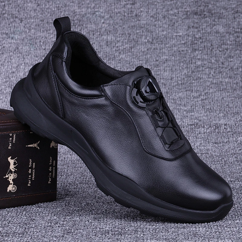 厚底轻便一脚蹬百搭运动皮鞋男款2025新款休闲皮鞋男