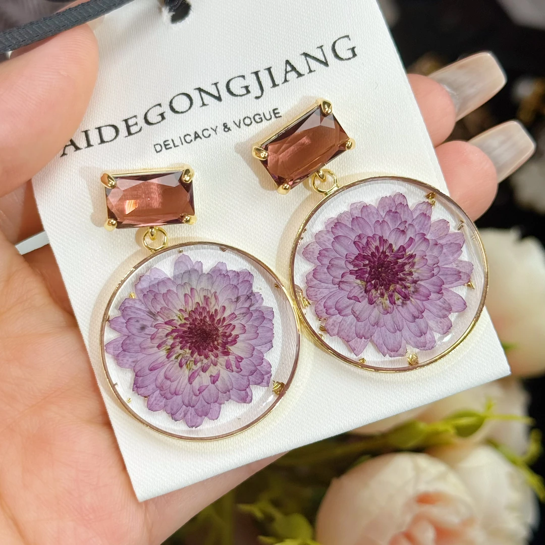 铜合金耳饰 A343 春夏气质流苏温柔蓝气质优雅女神时尚耳环