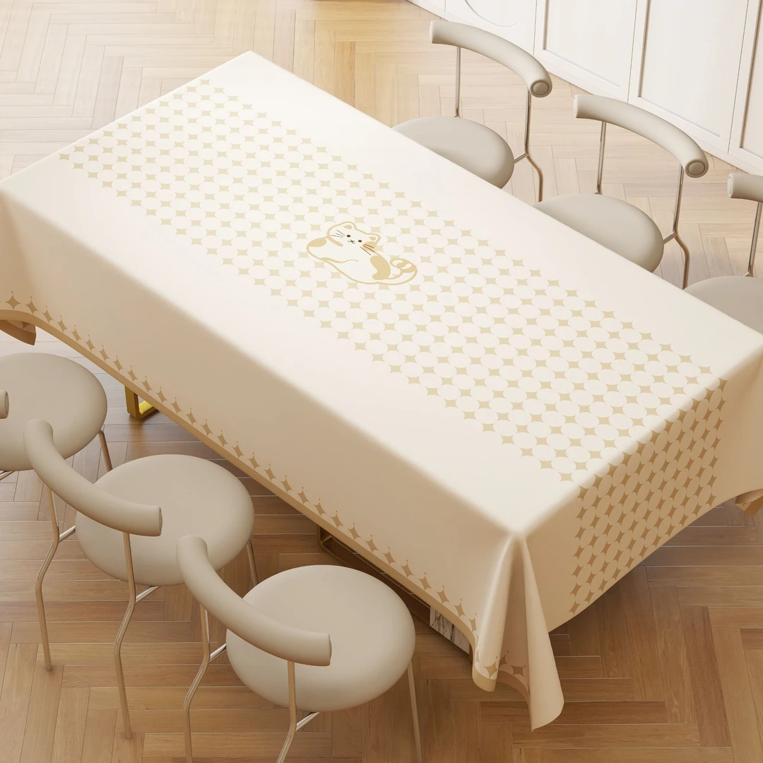 本知奶油柔光防烫防水防油免洗桌布简约高级感新款2025餐桌茶几布