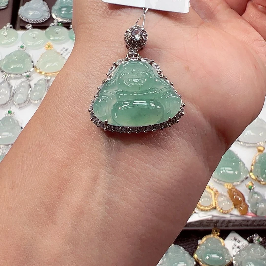 吊坠(不含链)银S925镶嵌翡翠