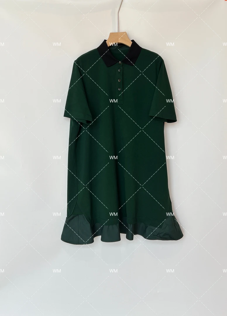 WMeng.*薄荷夏天*极简百搭显瘦Polo荷叶边连衣裙JS-L-25060601