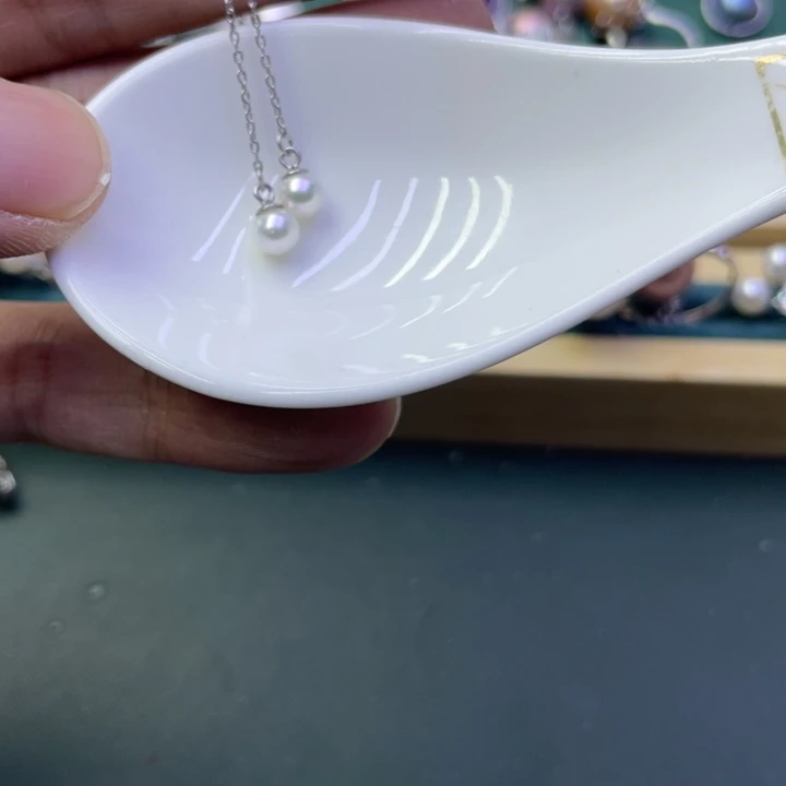 淡水珍珠耳饰银S925镶嵌芒*