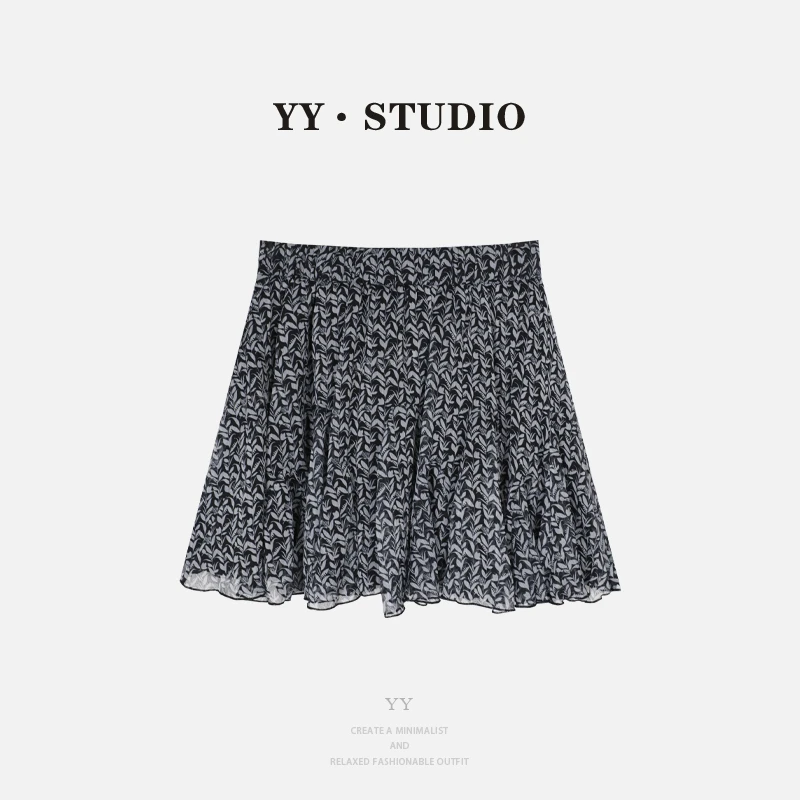 【丢丢专属】(带安全裤）显瘦气质松紧腰花裙短裙YY-4350