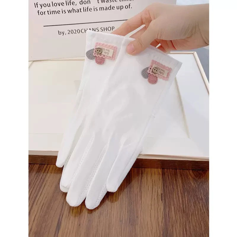 防晒开车手套吸汗夏季女薄款骑行透气棉防滑触屏纯色时尚遮阳薄款