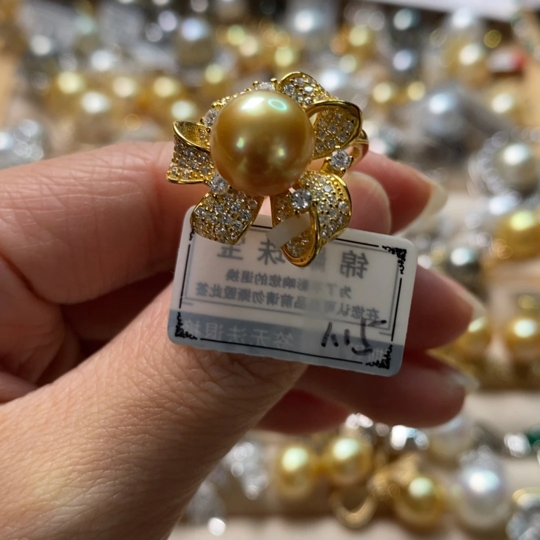 海水珍珠戒圈银S925镶嵌