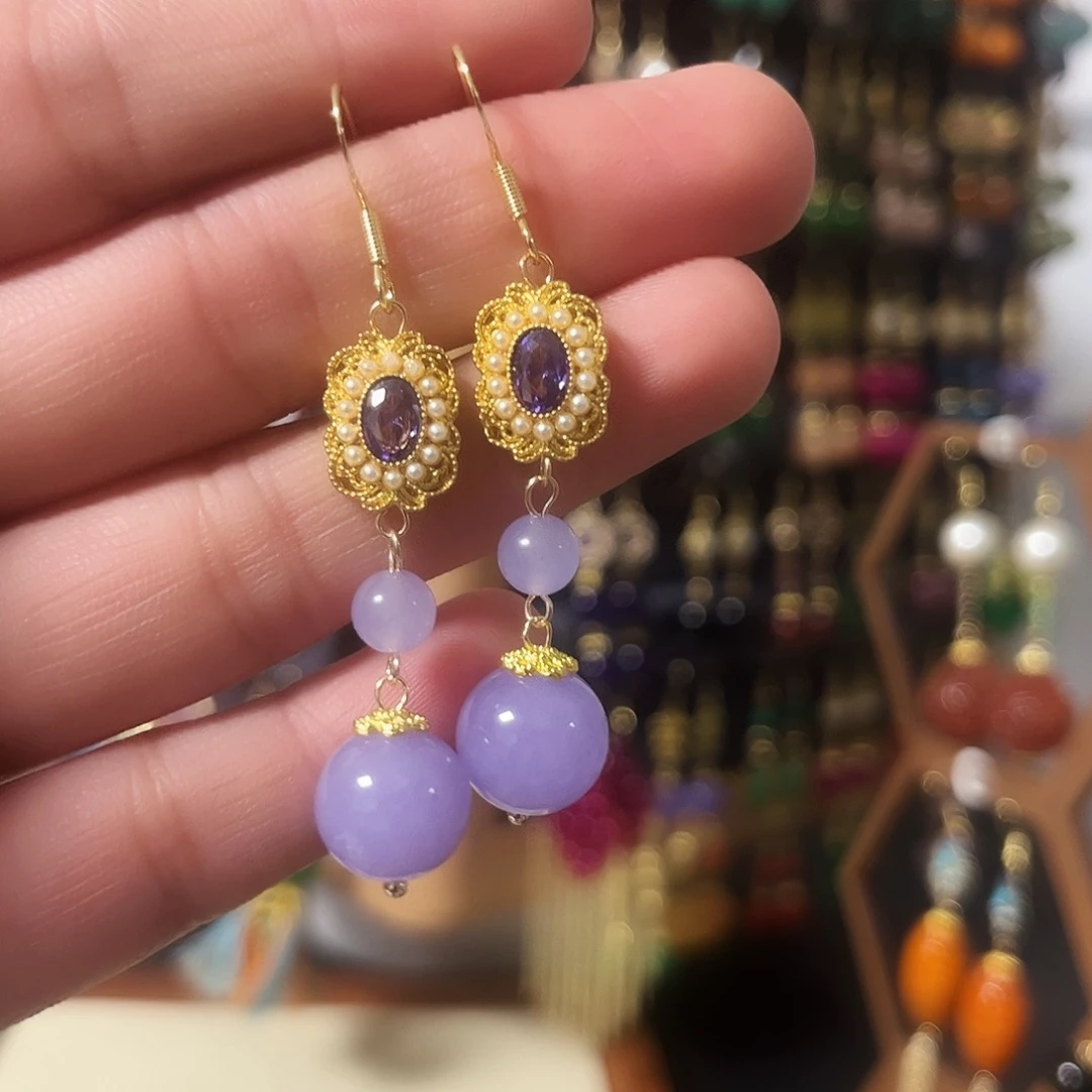 锆石纯铜925银耳饰