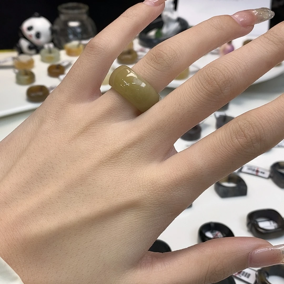 和田玉（糖玉）未镶嵌戒指Z8 浅糖轮胎16.2