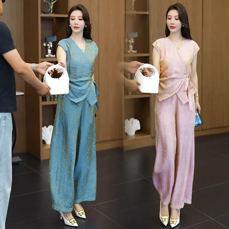 【有运费险】气质法式收腰系带套装女2025夏季新款时尚两件套